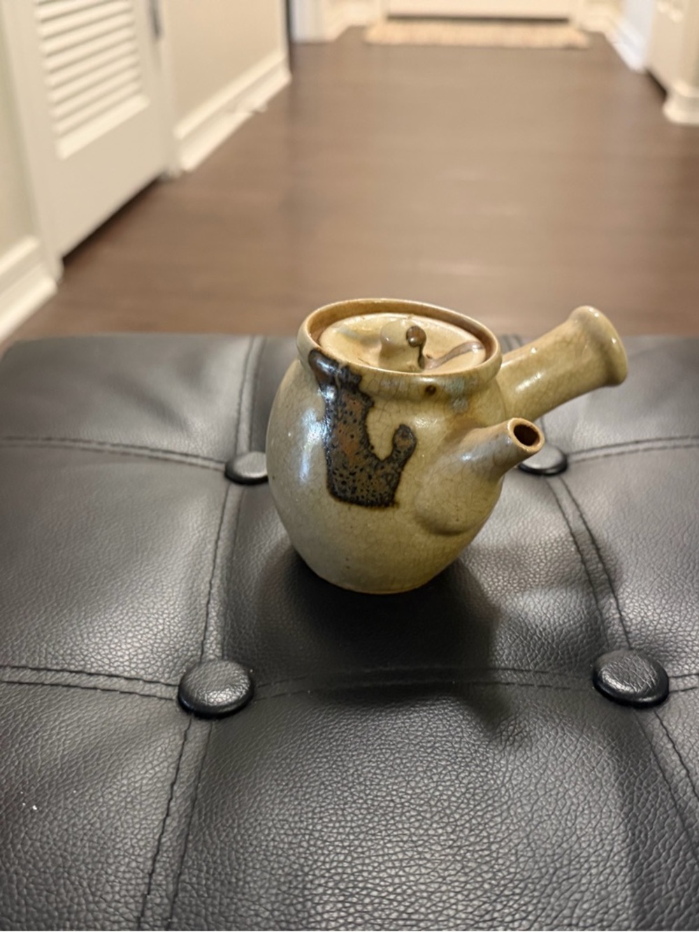 Shima Kyoto Handmade Glazed Ceramic Teapot with Side Spout - Yellow Brown